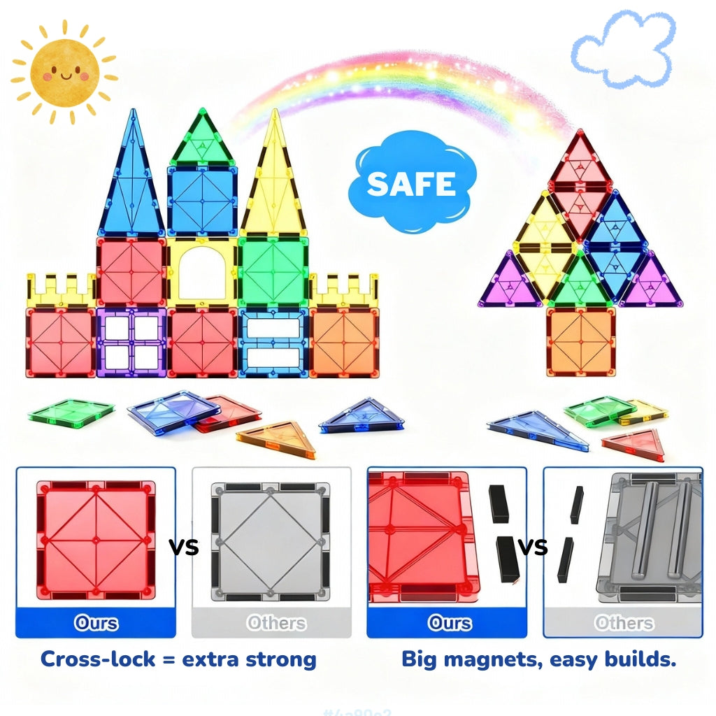 PrismPals™ Magnet Blocks: Mega Set | “I made it!” towers on repeat